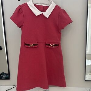 Janie and Jack Stylish Pink Kids Dress with White Collar